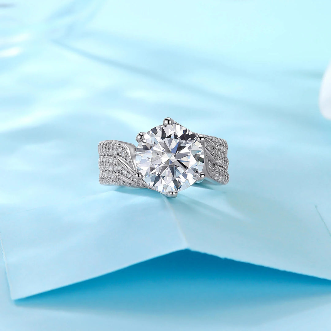 Eternity’s Echo – S925 sterling silver Triple Row Diamond Statement Ring