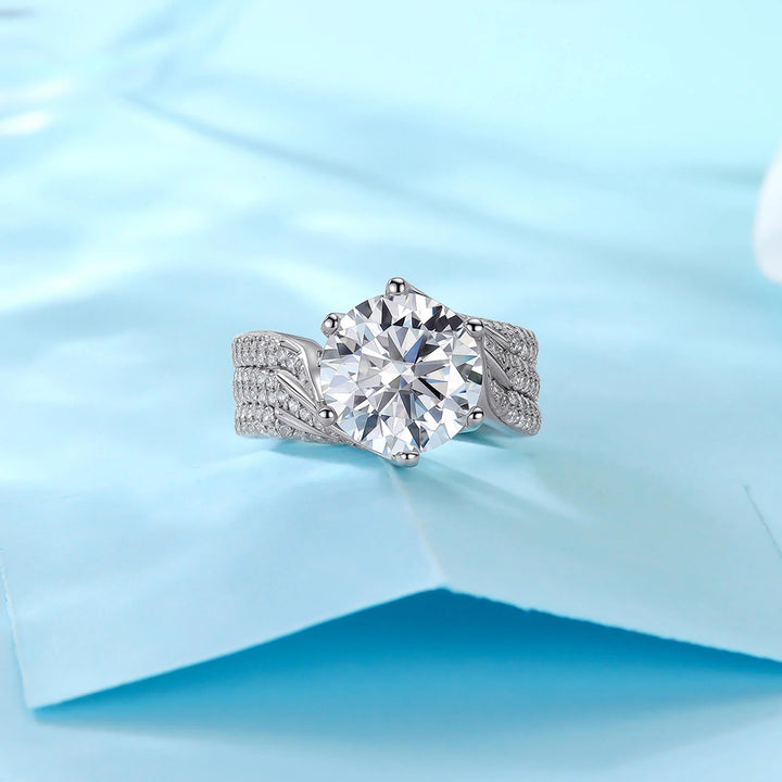 Eternity’s Echo – S925 sterling silver Triple Row Diamond Statement Ring
