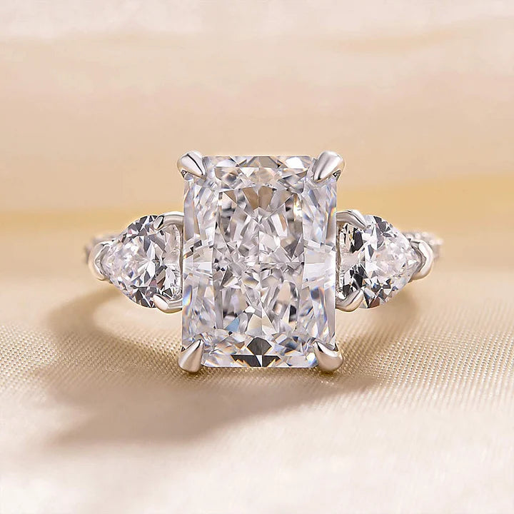 Elegant Three-Stone Silver Ring for Her