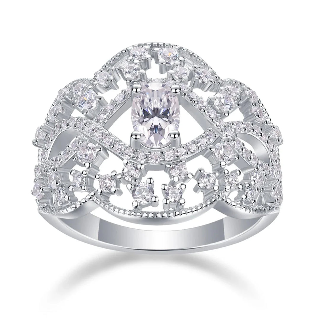 Moissanite Ring Vintage Hollow Style