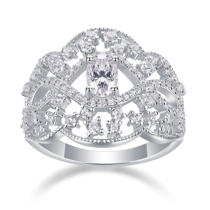 Moissanite Ring Vintage Hollow Style