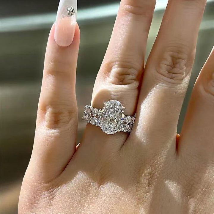 Luxe 4.0Ct Oval Cut Engagement Ring in Sterling Silver
