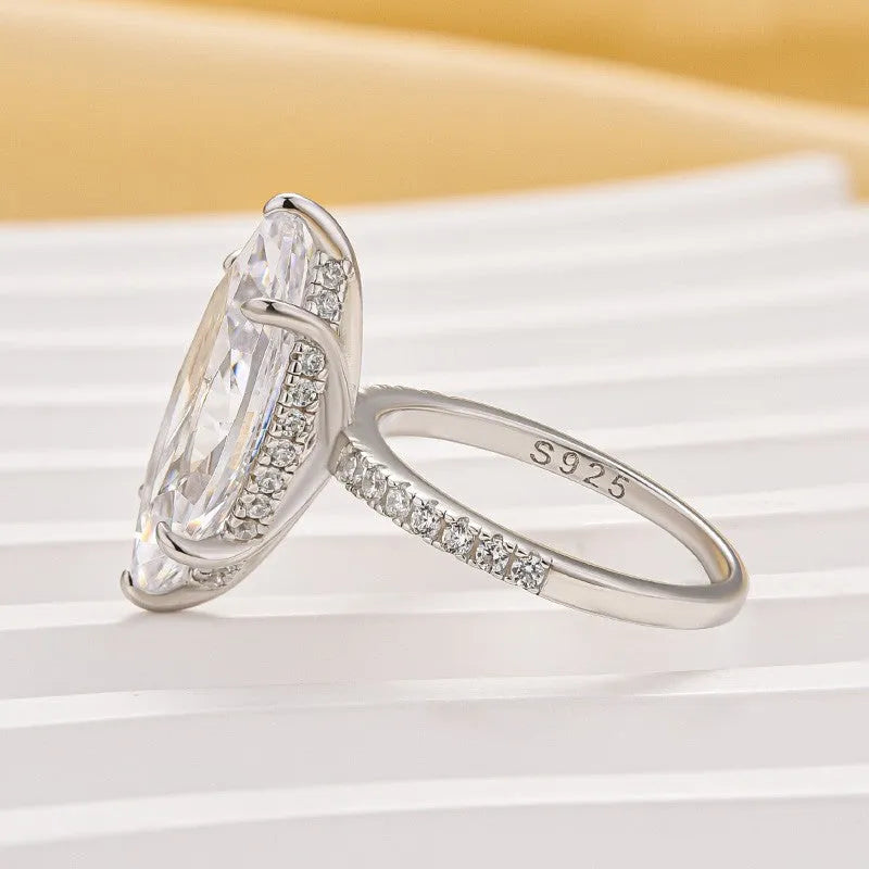 S925 Sterling Silver Marquise Cut Engagement Ring