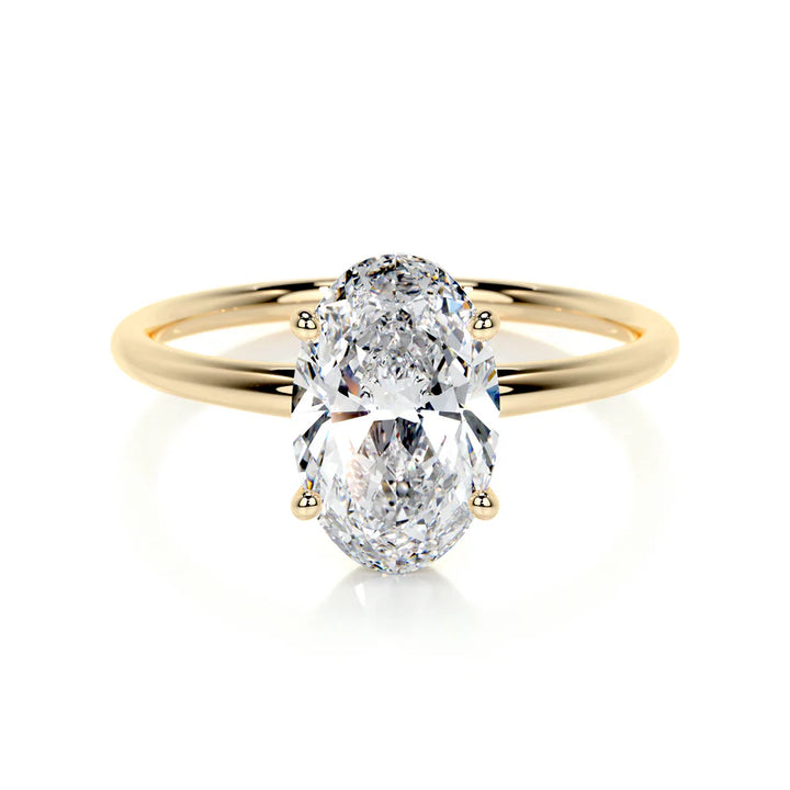 S925 oval single diamond ring