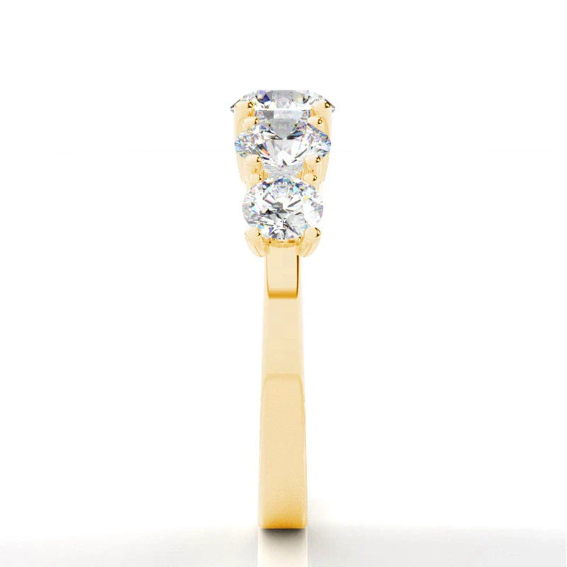 Five-Stone Moissanite Ring with Tapered Trellis Setting