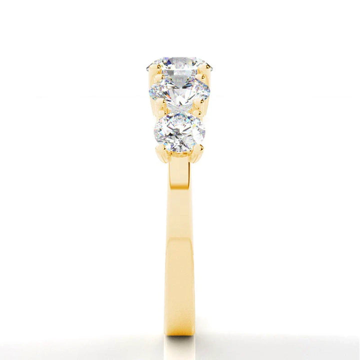 Five-Stone Moissanite Ring with Tapered Trellis Setting