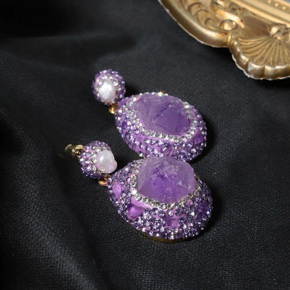 Violet Amethyst Sweater Chain Necklace