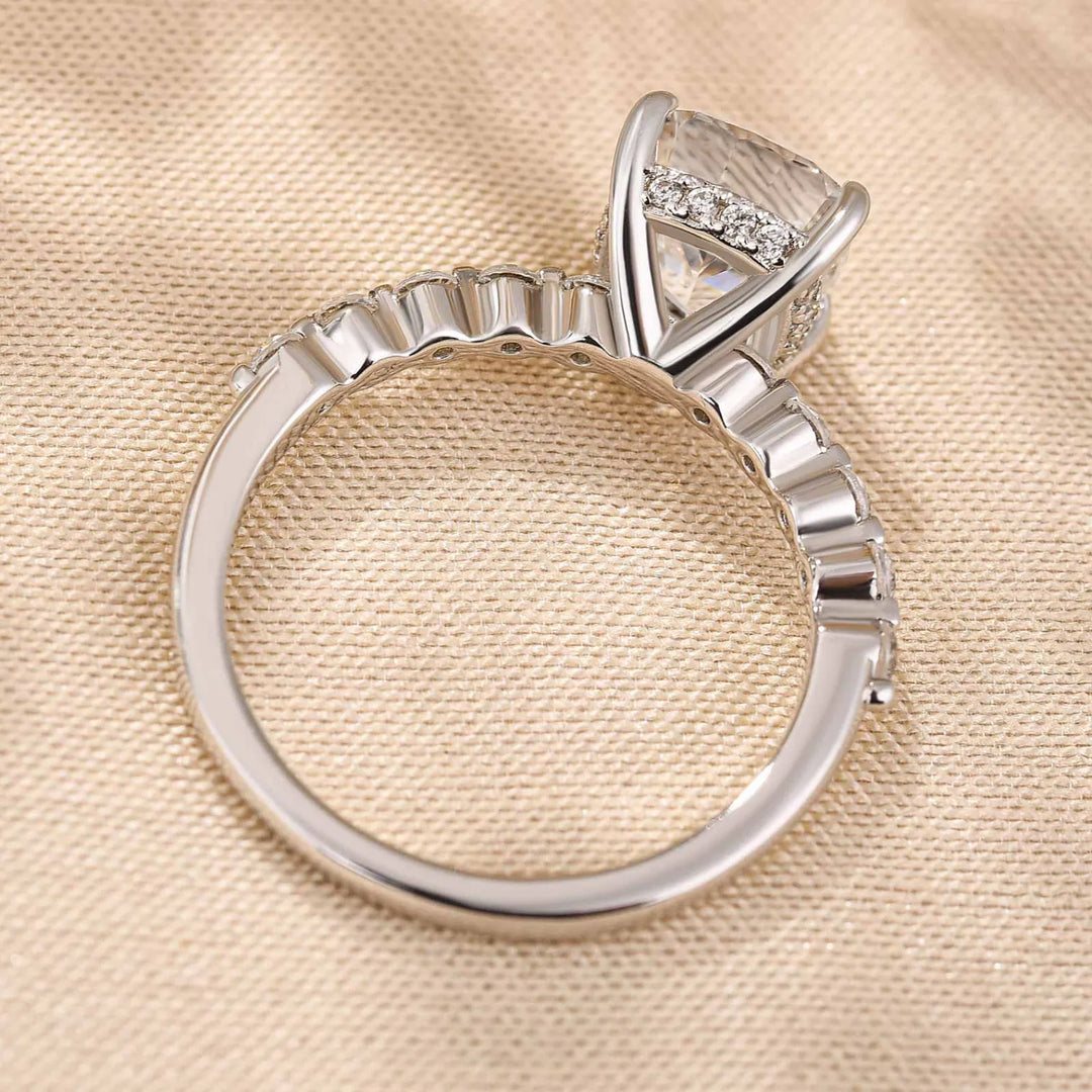Ushion Cut Engagement Ring In Sterling Silver
