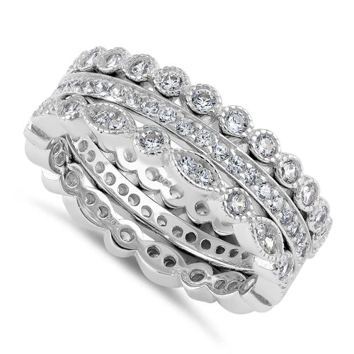 s925 Sterling silver Sterling Silver 3 Rings Stackable CZ Rings