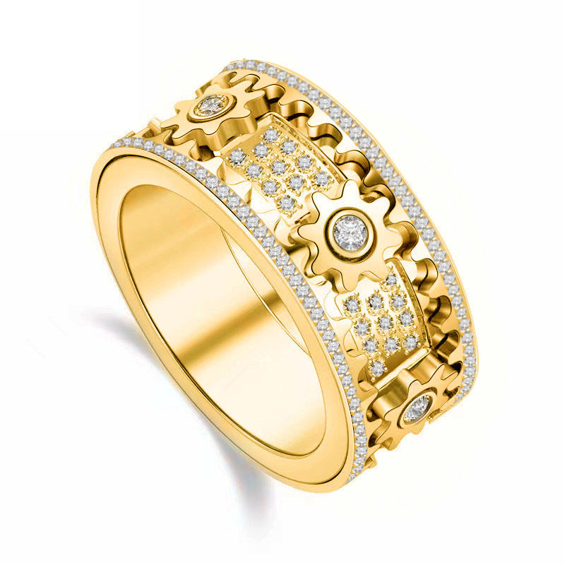 925 Sterling Silver Personalized Stress Reducing Rotatable Gear Ring