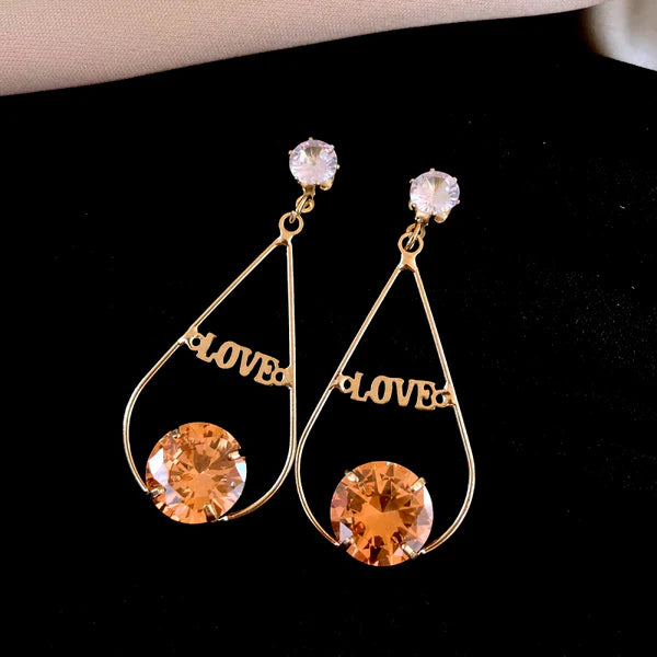 Zircon Diamond Love Letter Tassel Earrings