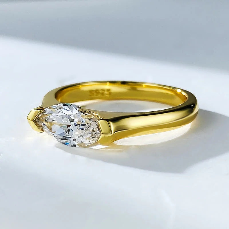Modern Marquise Cut Sterling Silver Ring – Elegant Simplicity