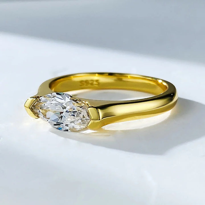 Modern Marquise Cut Sterling Silver Ring – Elegant Simplicity