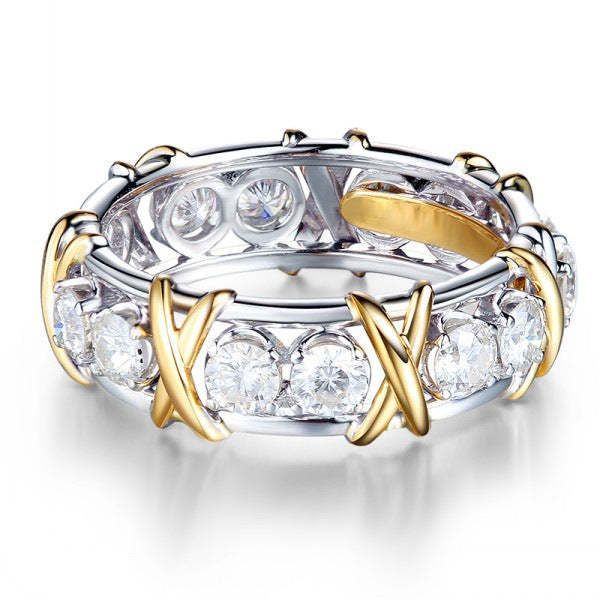 S925 Sterling Silver Moissanite Cross Full Diamond Ring