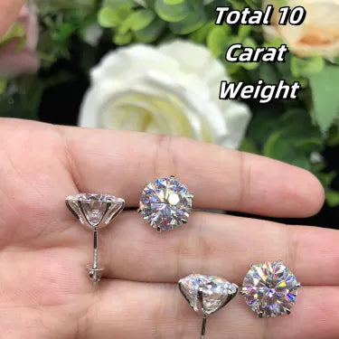 Six Prong Screw Back Moissanite Earrings