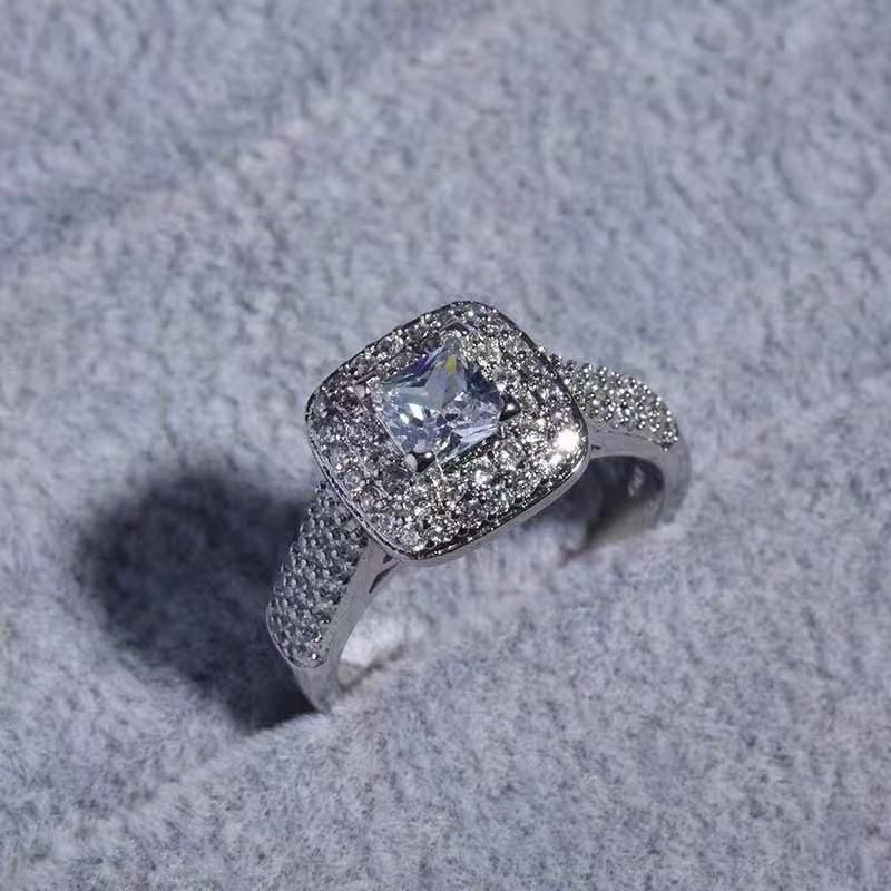 Full Diamond Micro-Pavé Square Ring Set – Luxe and Fashionable