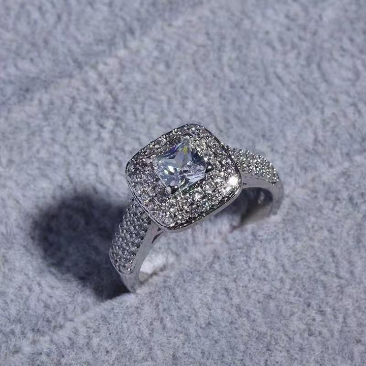 Full Diamond Micro-Pavé Square Ring Set – Luxe and Fashionable
