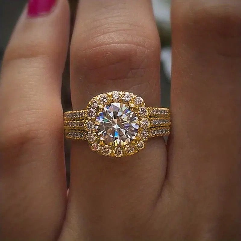 Elegant Halo Cushion Cut Simulated Diamond Ring