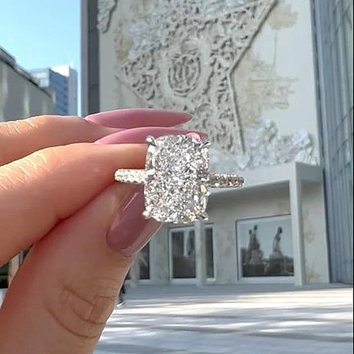 Elongated Radiant Cut Wedding Ring Set Travel Ring