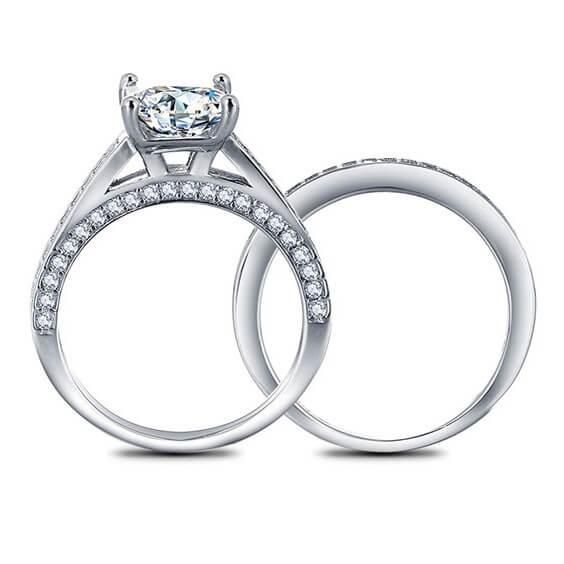 Engagement Rings Sets Silver Bridal Set