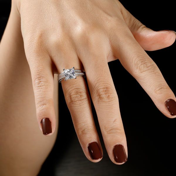 Engagement Rings Sets Silver Bridal Set
