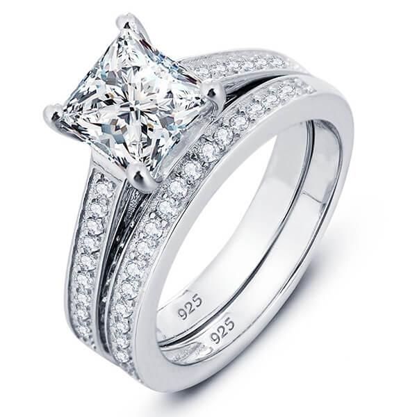 Engagement Rings Sets Silver Bridal Set
