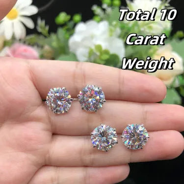 Six Prong Screw Back Moissanite Earrings