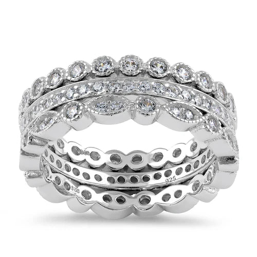 s925 Sterling silver Sterling Silver 3 Rings Stackable CZ Rings