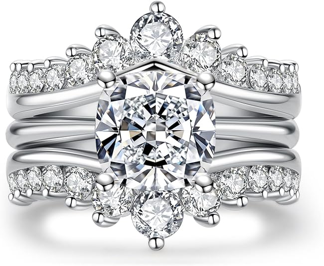 4.52CT Moissanite Bridal Set, 925 Silver Engagement Ring
