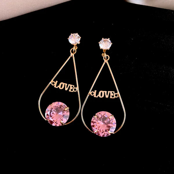 Zircon Diamond Love Letter Tassel Earrings