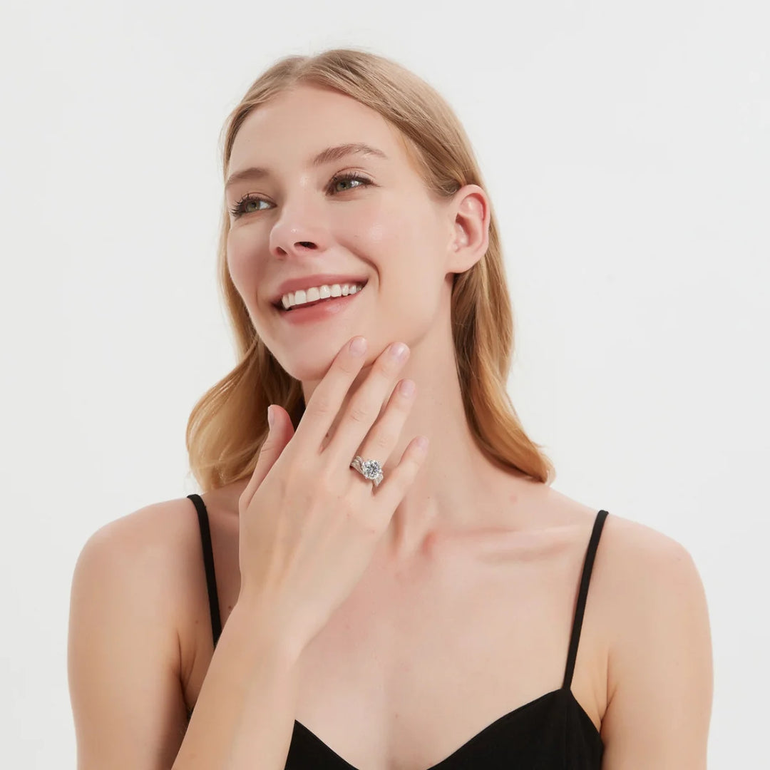 Eternity’s Echo – S925 sterling silver Triple Row Diamond Statement Ring