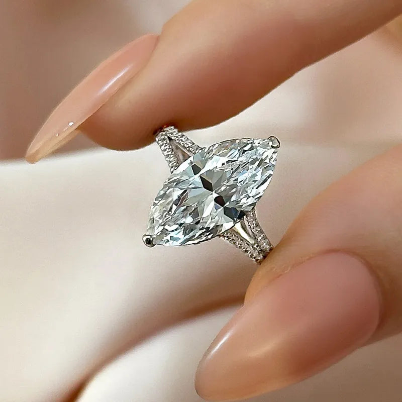 Exquisite Split Shank 4.0Ct Marquise Cut Engagement Ring