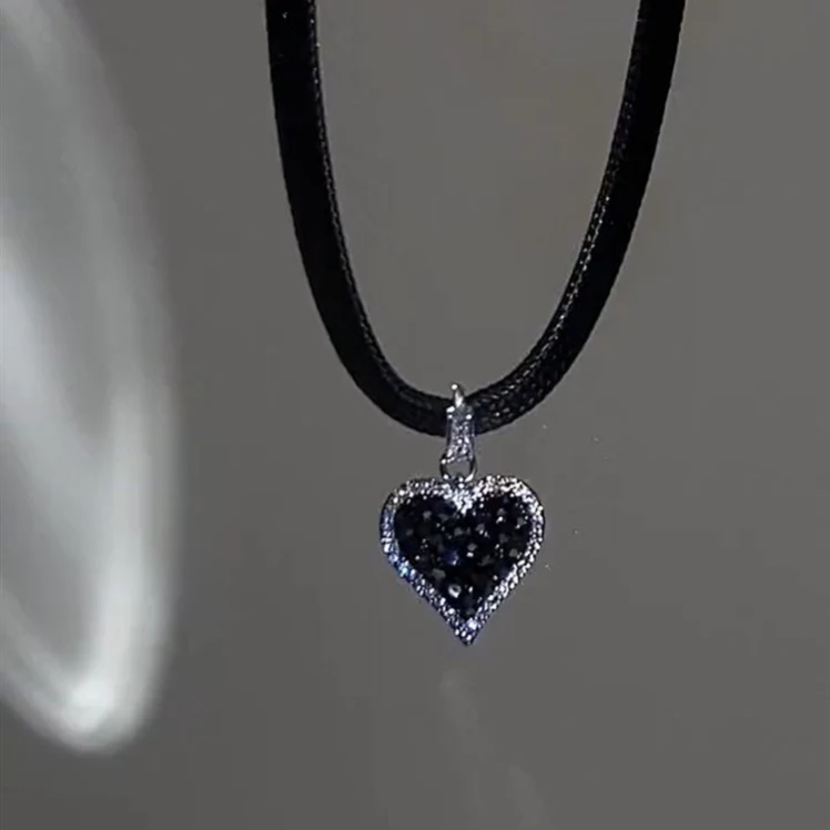 Sparkling Black Heart Earrings with Diamond Accents