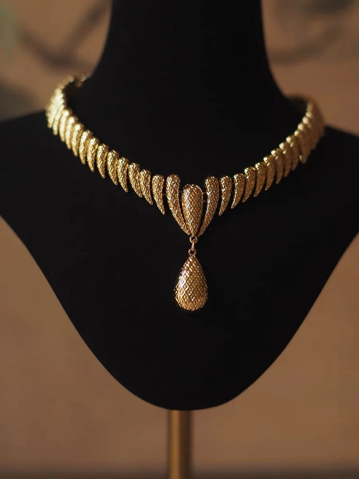 Handcrafted 24k Gold Plated Brass Necklace & Earrings Set