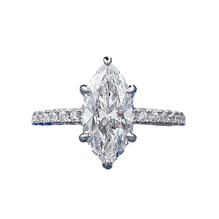 Elegant Marquise Cut Diamond Engagement Ring Sterling Silver