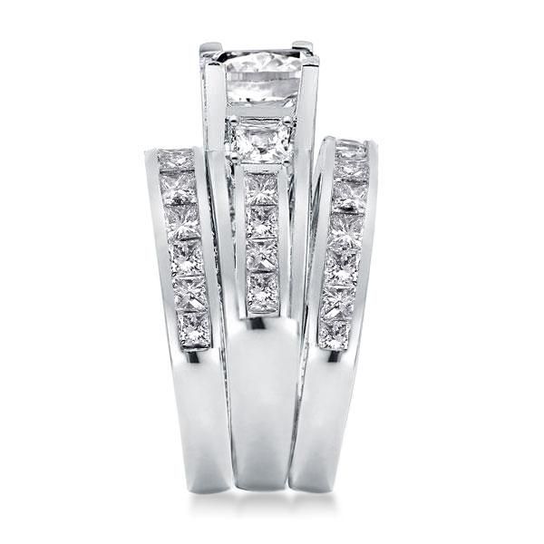Three Stone Created White Sapphire 3PC Wedding Set