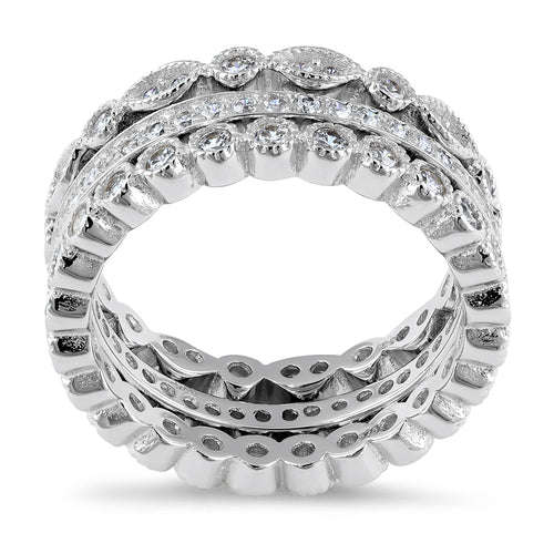 s925 Sterling silver Sterling Silver 3 Rings Stackable CZ Rings