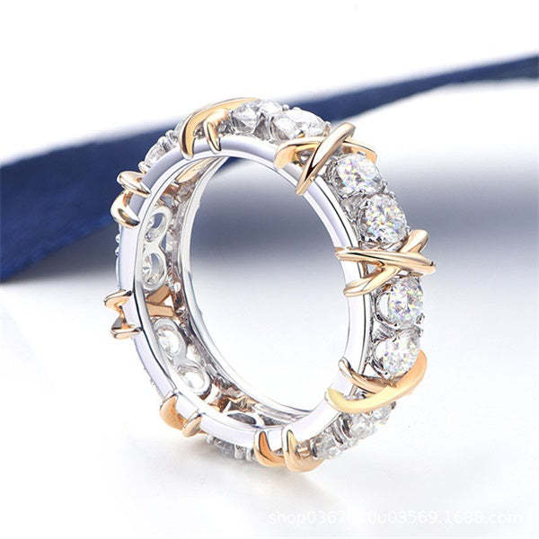 S925 Sterling Silver Moissanite Cross Full Diamond Ring
