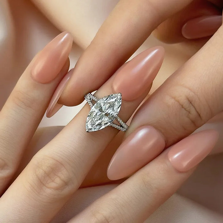 Exquisite Split Shank 4.0Ct Marquise Cut Engagement Ring