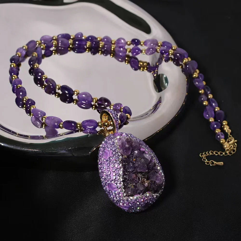Violet Amethyst Sweater Chain Necklace