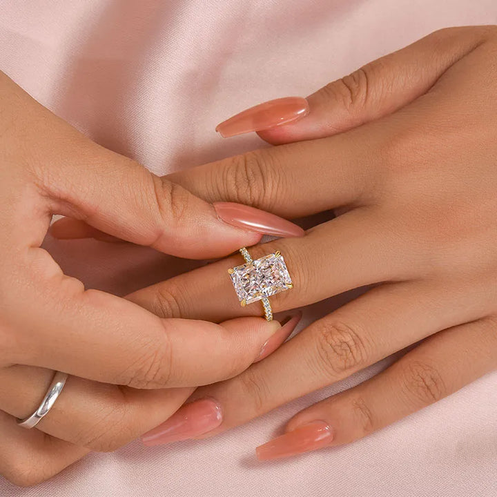 Elegant Radiant-Cut Simulated Diamond Engagement Ring for Women