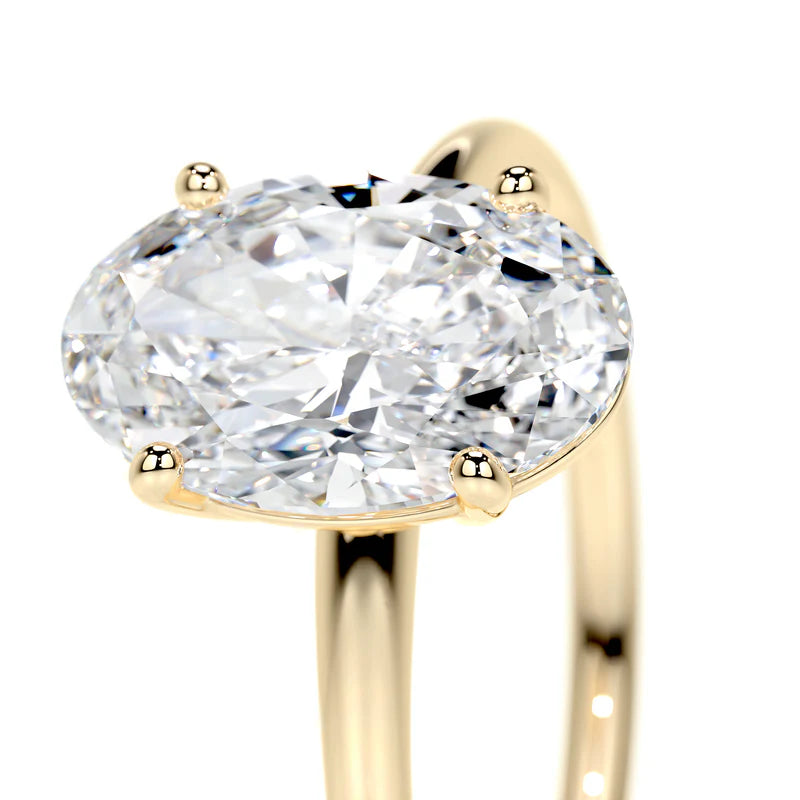 S925 oval single diamond ring