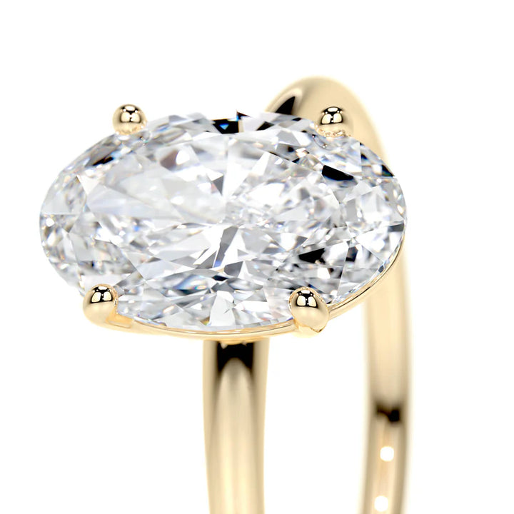 S925 oval single diamond ring