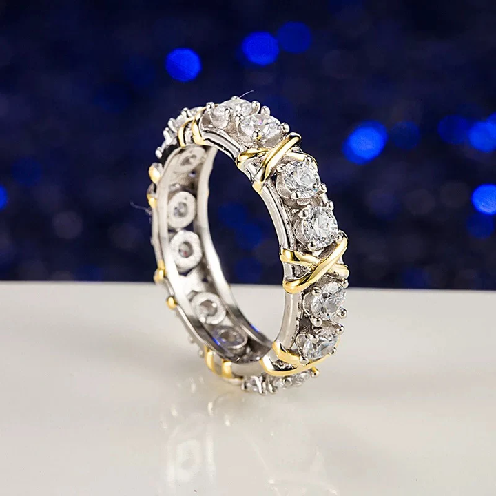 S925 Sterling Silver Moissanite Cross Full Diamond Ring