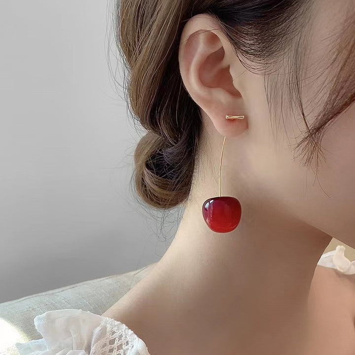 Sterling Silver Cherry Threader Earrings
