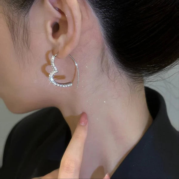 Bling Heart Threader Earrings