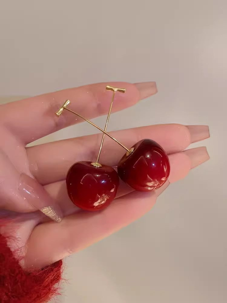 Sterling Silver Cherry Threader Earrings