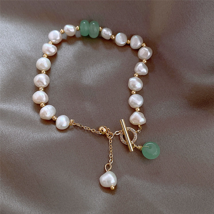 Natural Pearl & Green Aventurine Bracelet