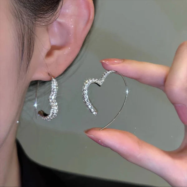 Bling Heart Threader Earrings