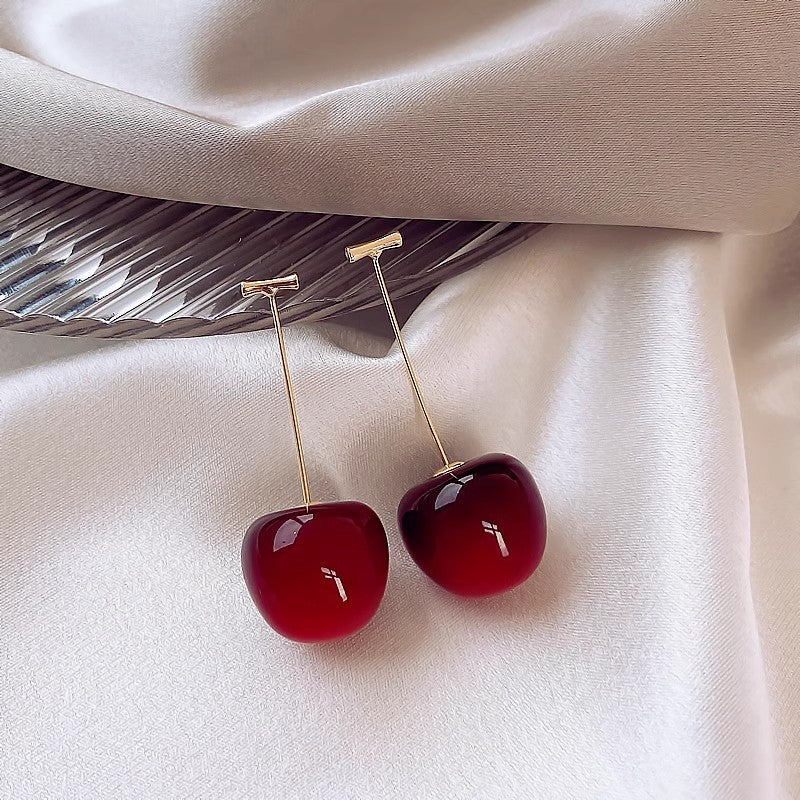 Sterling Silver Cherry Threader Earrings